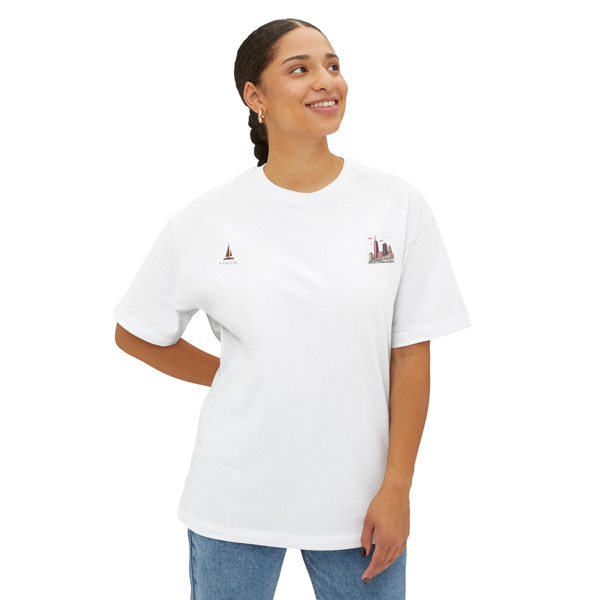 Unisex Oversized Stamped Chicago  Boxy Tee