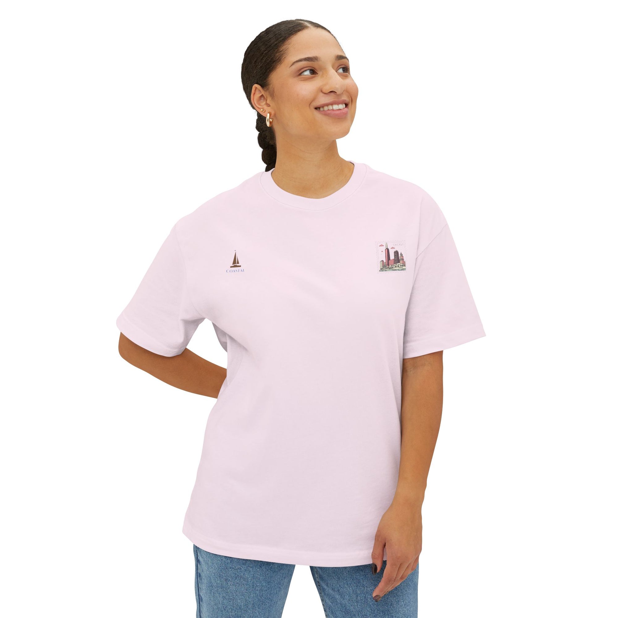 Unisex Oversized Stamped Chicago  Boxy Tee