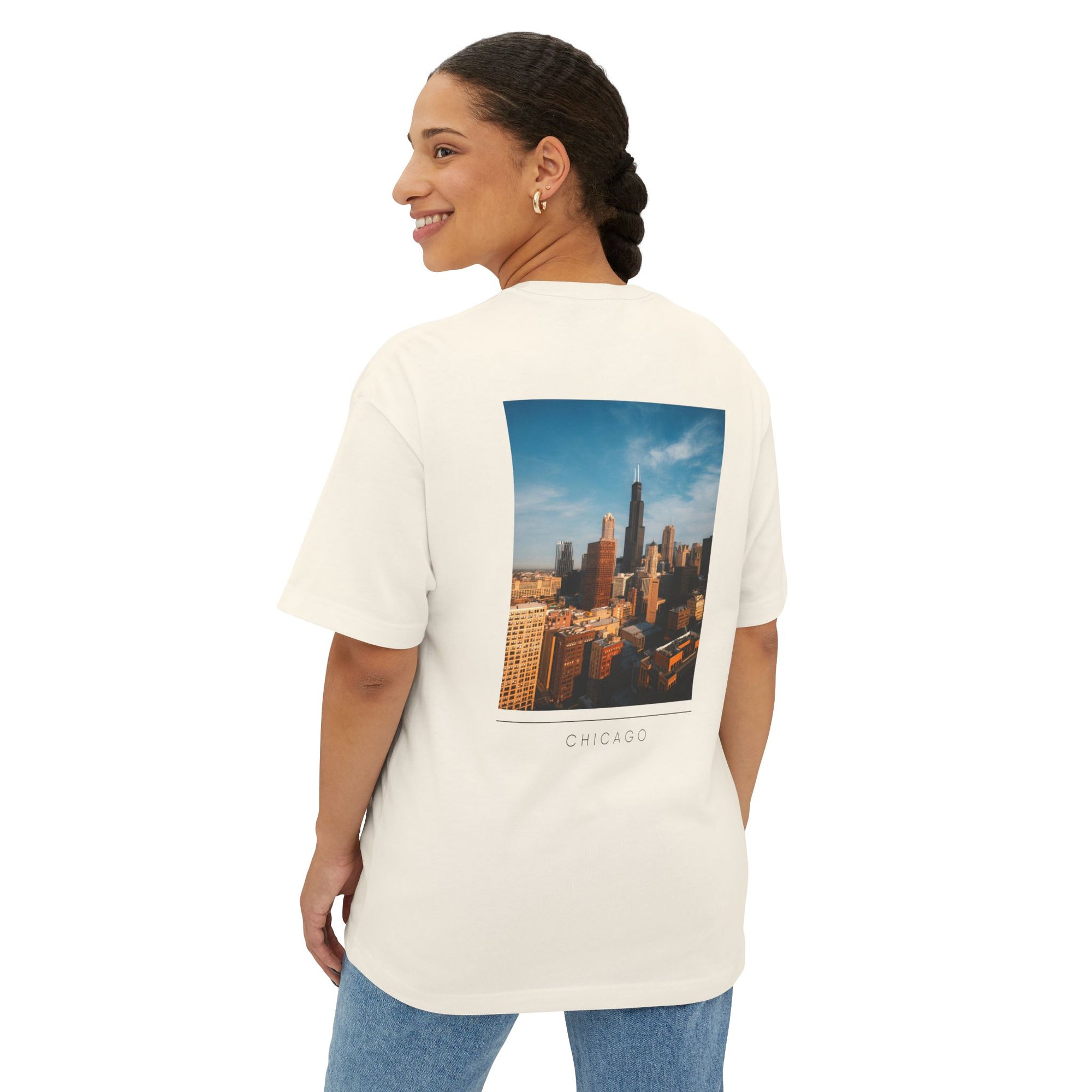 Unisex Oversized Stamped Chicago  Boxy Tee
