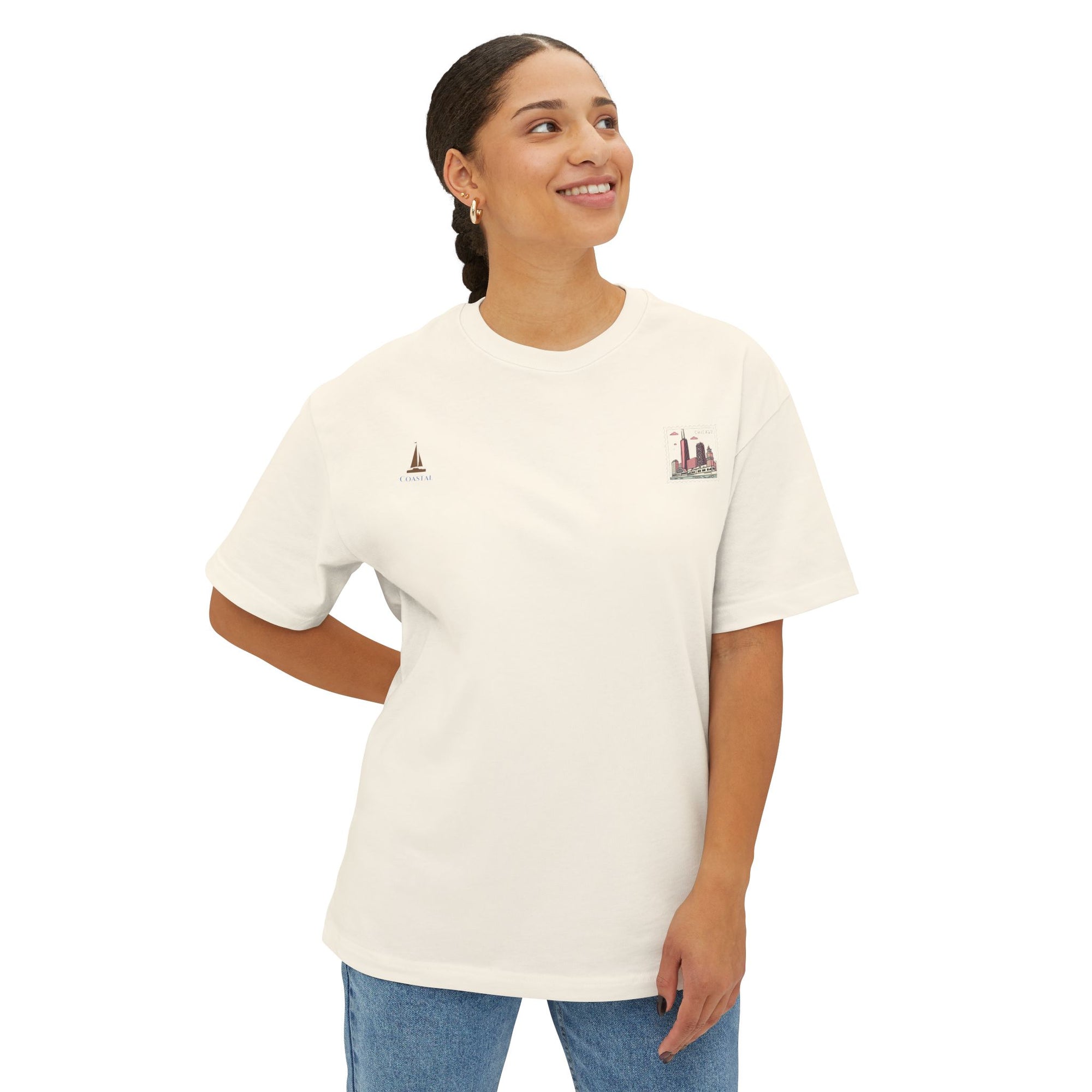 Unisex Oversized Stamped Chicago  Boxy Tee