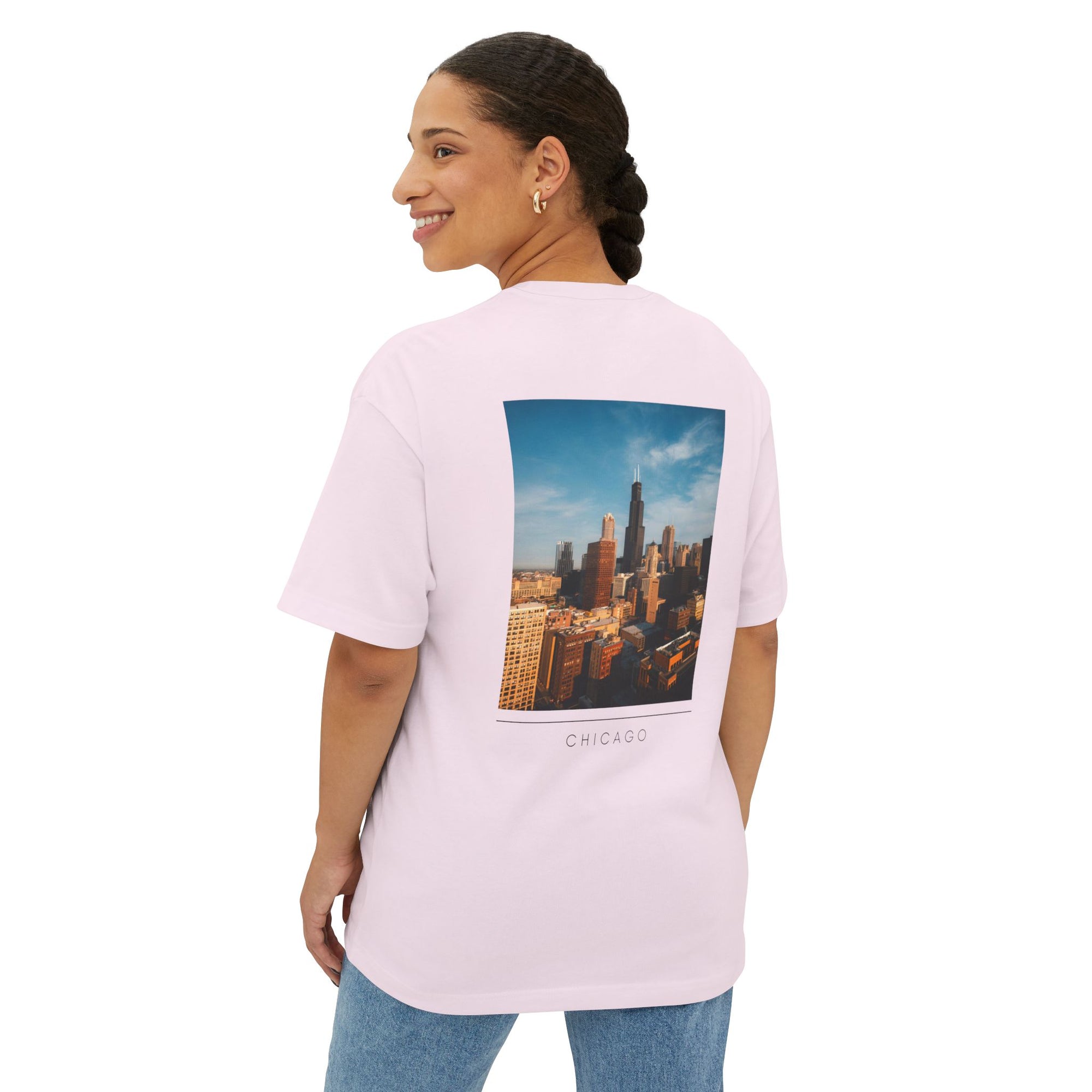 Unisex Oversized Stamped Chicago  Boxy Tee