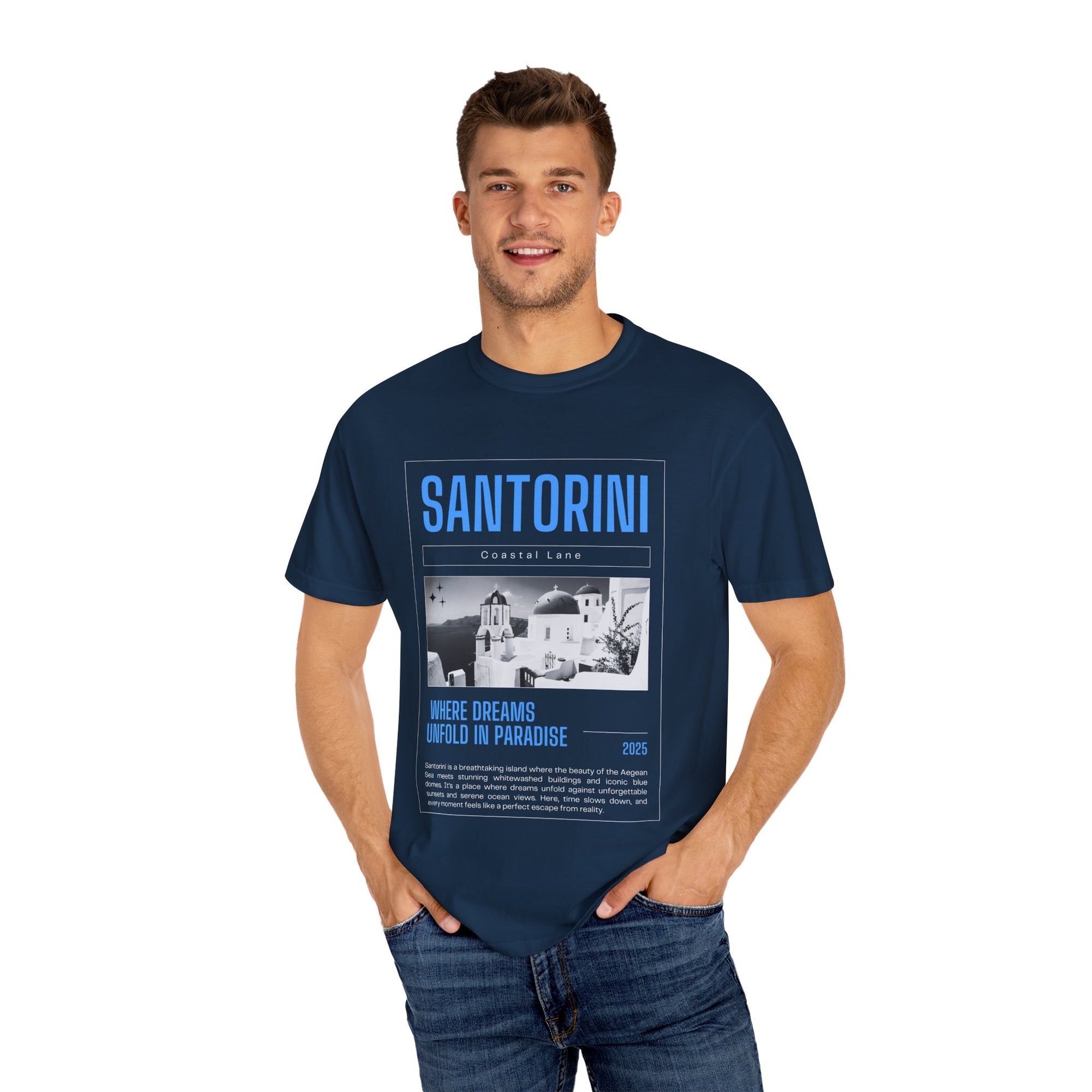 Santorini Beach Vibes Garment-Dyed T-shirt