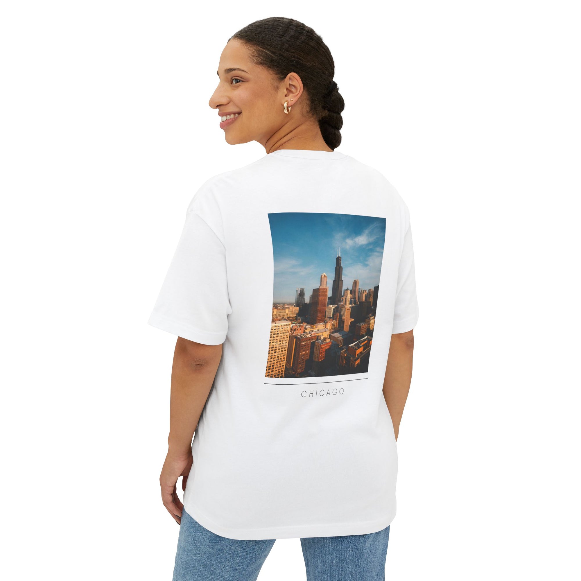 Unisex Oversized Stamped Chicago  Boxy Tee