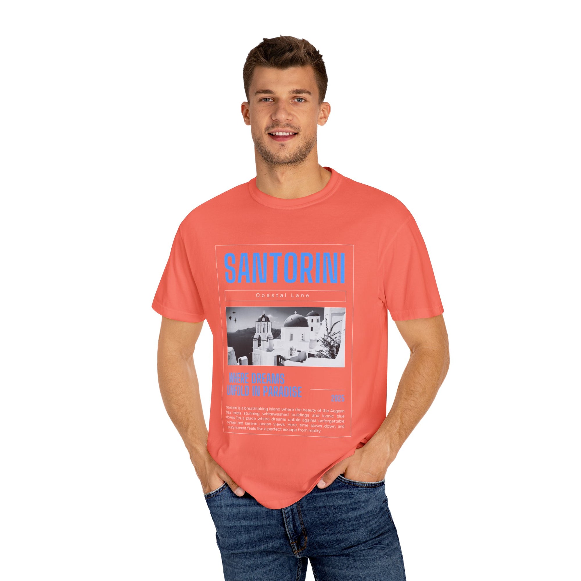Santorini Beach Vibes Garment-Dyed T-shirt