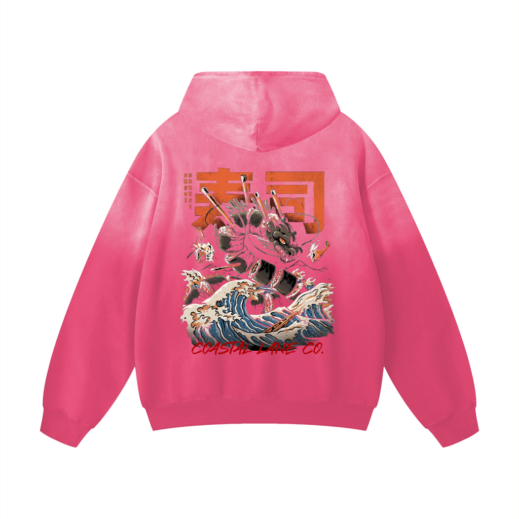 Sun fade Japanese Themed Oversized Hoodie