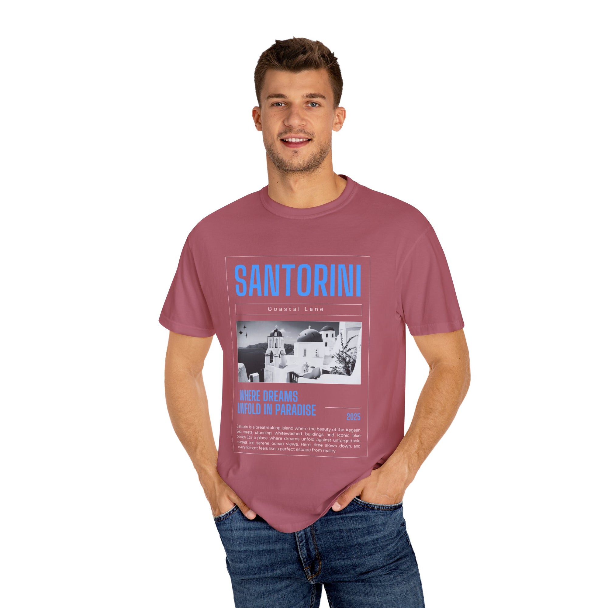 Santorini Beach Vibes Garment-Dyed T-shirt