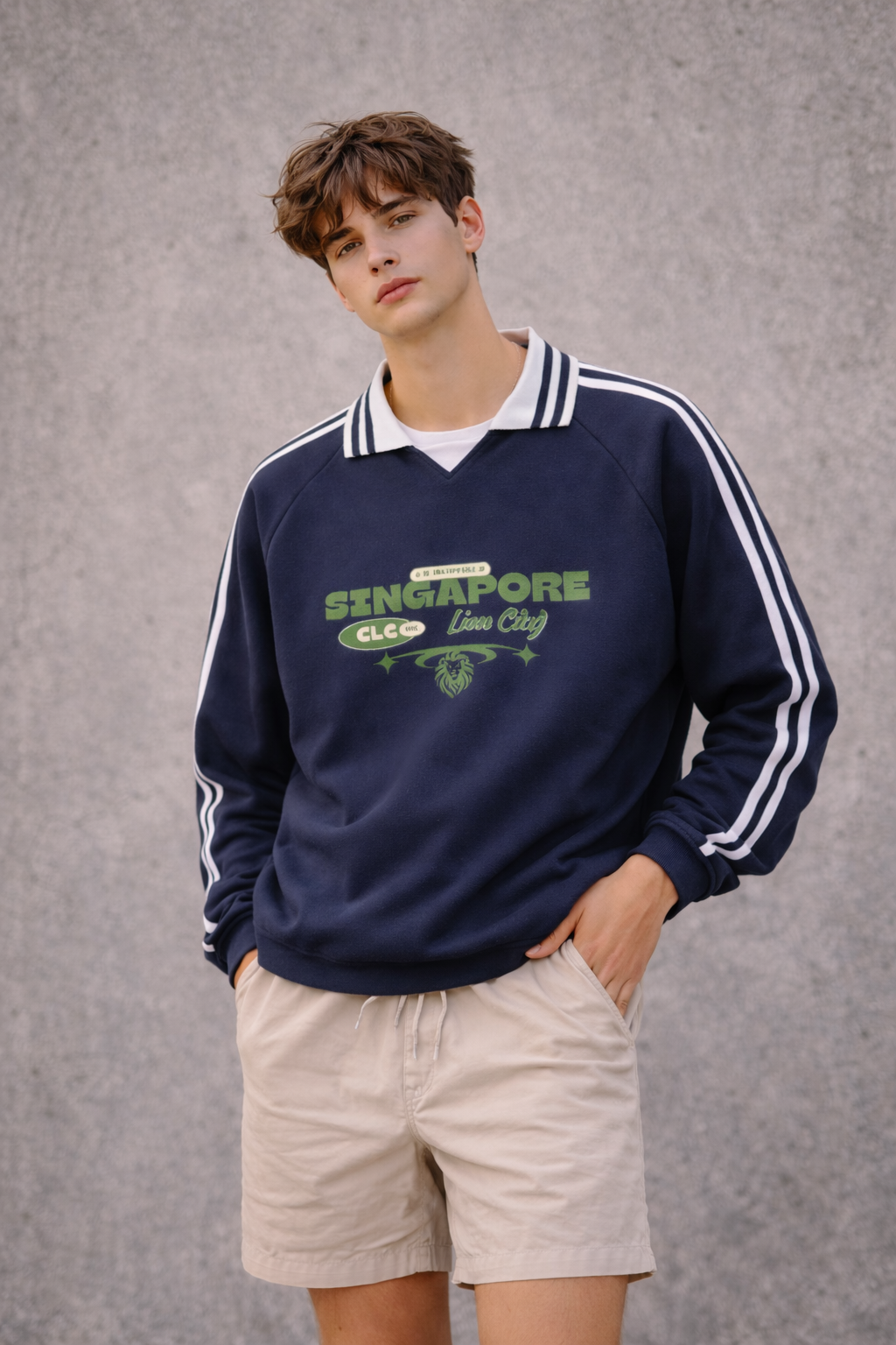 Singapore Lion Pride Collar Sweatshirt