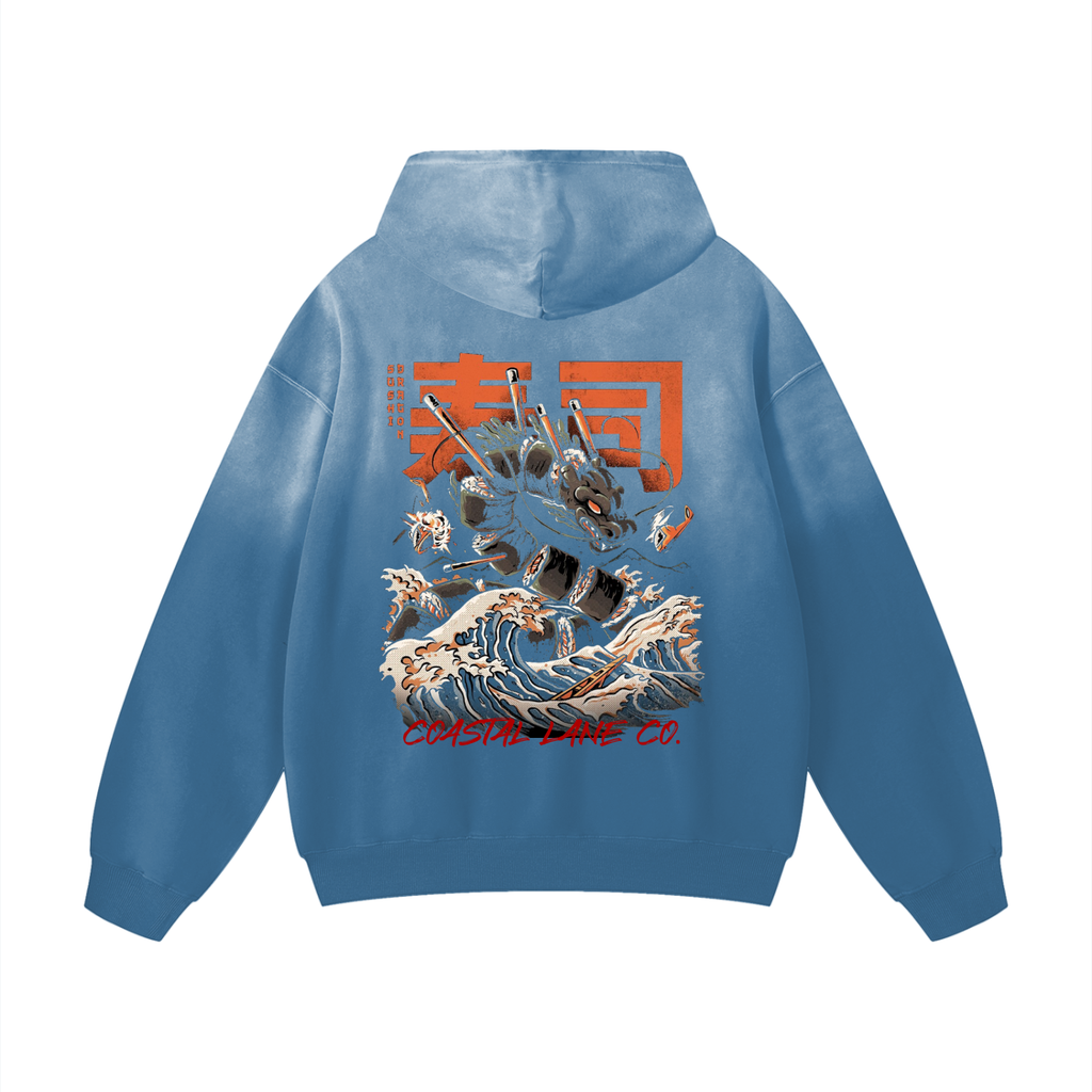 Sun fade Japanese Themed Oversized Hoodie