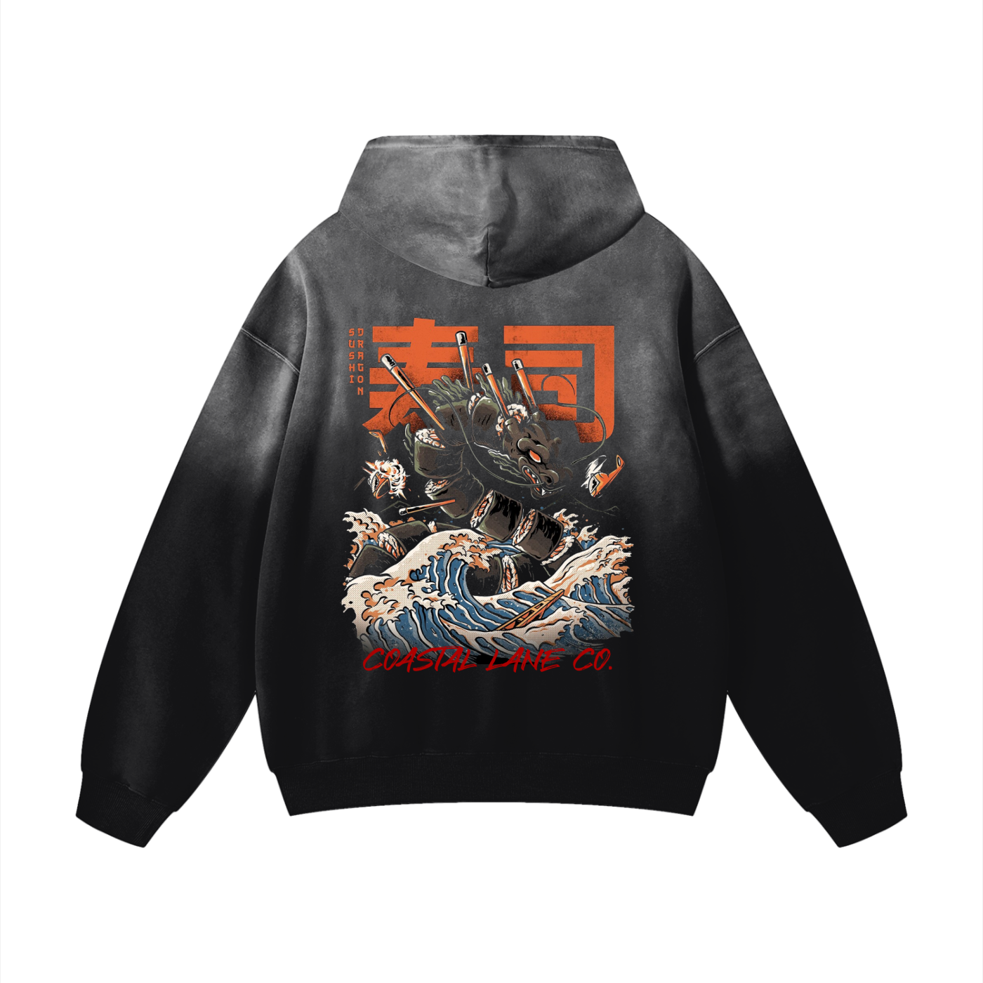 Sun fade Japanese Themed Oversized Hoodie