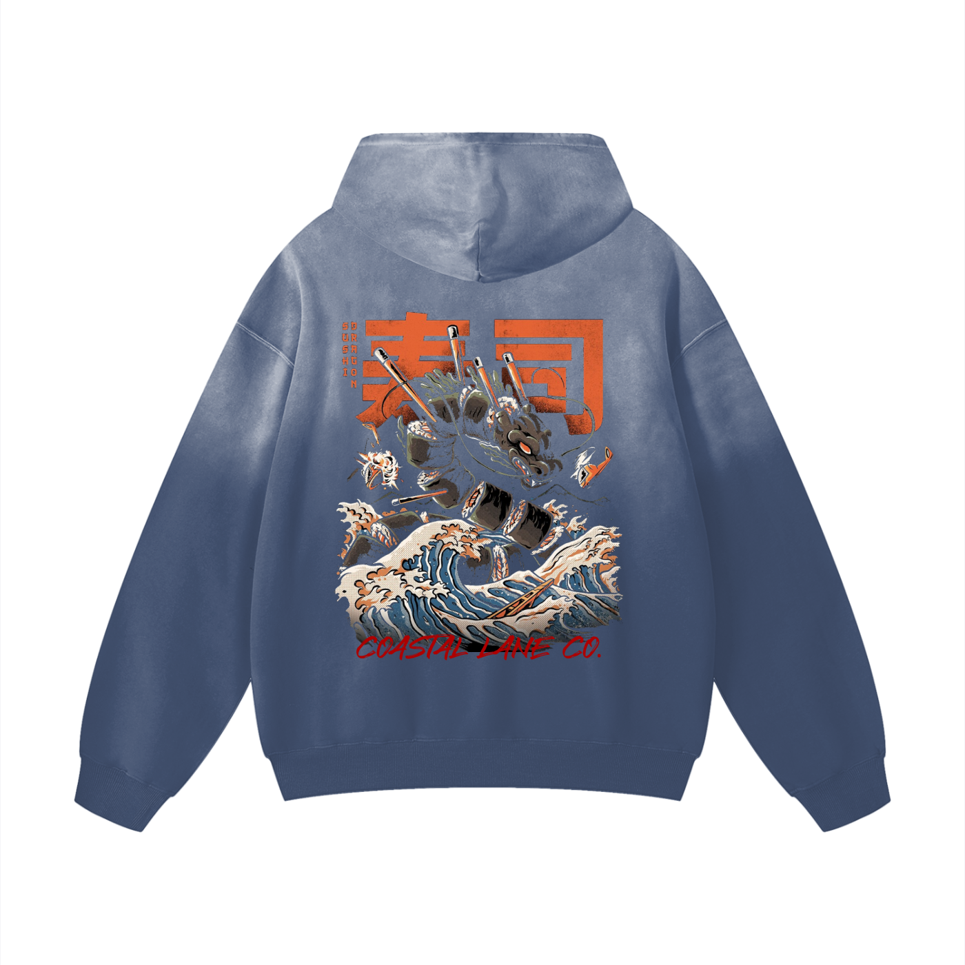 Sun fade Japanese Themed Oversized Hoodie